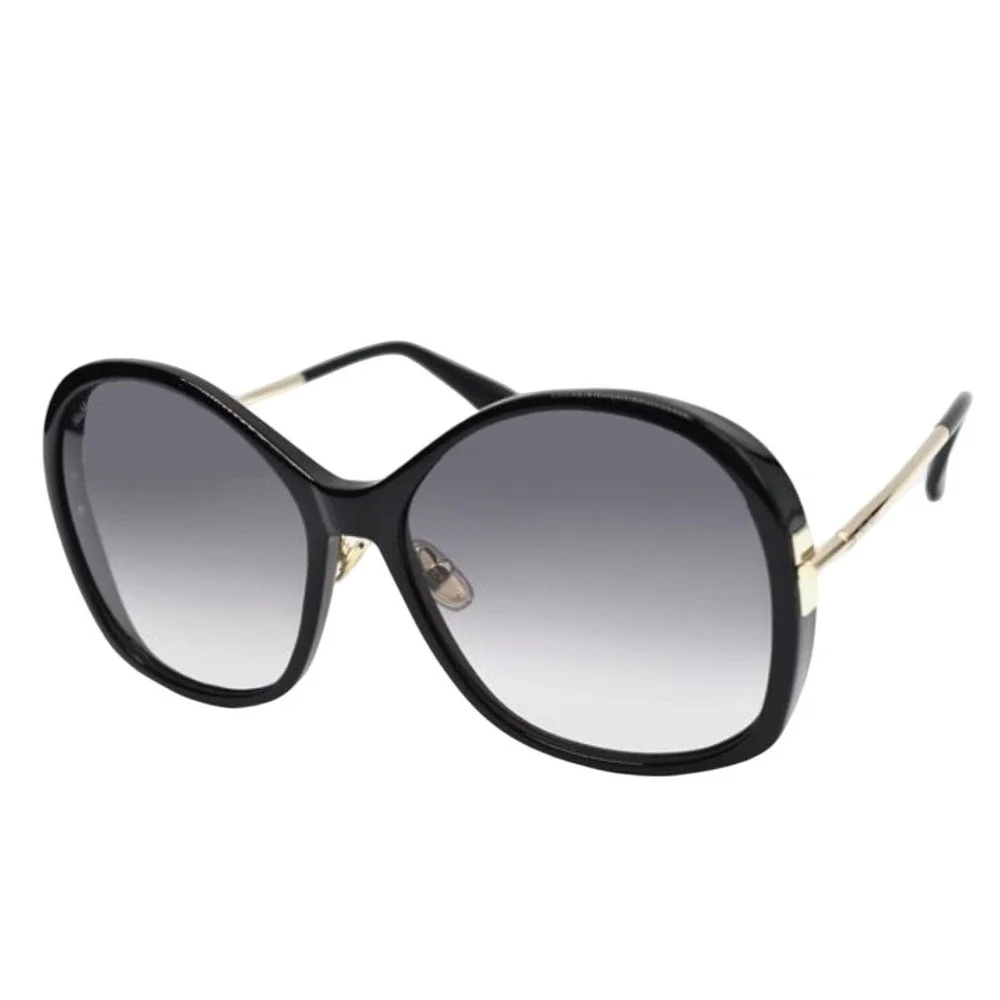 Max Mara Sunglasses Oversized Round Black Gold Designer‎ Frames Women NWT & Case